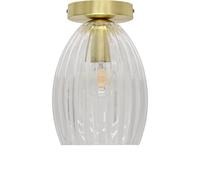 First Choice Lighting Birch - Clear Fluted Glass Satin Brass Ceiling Light Fitting First Choice Lighting Clear