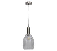 First Choice Lighting Birch - Clear Fluted Glass Satin Nickel Deco Pendant Fitting First Choice Lighting Clear