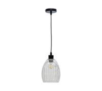 Birch - Clear Fluted Glass with Black Pendant Fitting First Choice Lighting Black One Size