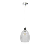 First Choice Lighting Birch - Clear Fluted Glass with Chrome Pendant Fitting First Choice Lighting Clear