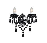 First Choice Lighting Black Acrylic & Chrome Marie Therese Style 2 x 40W Wall Light First Choice Lighting Black