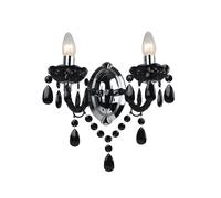 First Choice Lighting Black Acrylic & Chrome Marie Therese Style 2 x 40W Wall Light First Choice Lighting Black