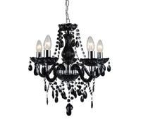 First Choice Lighting Black & Chrome Marie Therese Style 5 x 40W Chandelier First Choice Lighting Black