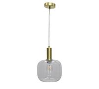 First Choice Lighting Bletch - Clear Glass Satin Brass Deco Pendant Fitting