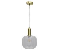 First Choice Lighting Bletch - Clear Glass Satin Brass Deco Pendant Fitting