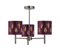 First Choice Lighting Brea - Antique Brass 3 Light Fitting With Burgundy Fern Shades