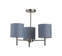 First Choice Lighting Brea - Antique Brass 3 Light Fitting with Grey Cotton Shade in Gold First Choice Lighting Gold