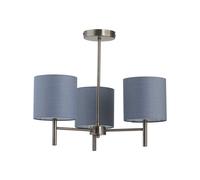 First Choice Lighting Brea - Antique Brass 3 Light Fitting with Grey Cotton Shade in Gold First Choice Lighting Gold