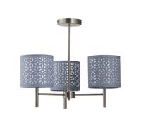 First Choice Lighting Brea - Antique Brass 3 Light Fitting with Grey Cut Out Shades in Gold First Choice Lighting Gold