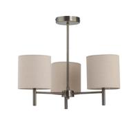 First Choice Lighting Brea - Antique Brass 3 Light Fitting With Natural Linen Shades