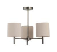 First Choice Lighting Brea - Antique Brass 3 Light Fitting with Natural Linen Shades in Gold First Choice Lighting Gold