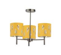 First Choice Lighting Brea - Antique Brass 3 Light Fitting With Ochre Fern Shades