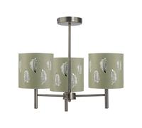 First Choice Lighting Brea - Antique Brass 3 Light Fitting with Sage Green Fern Shades in Gold First Choice Lighting Gold