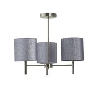 First Choice Lighting Brea - Antique Brass 3 Light Fitting With Silvery Grey Glitter Shades