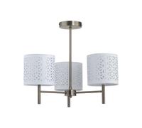 First Choice Lighting Brea - Antique Brass 3 Light Fitting With White Cut Out Shades