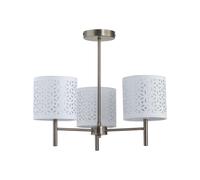 First Choice Lighting Brea - Antique Brass 3 Light Fitting with White Cut Out Shades in Gold First Choice Lighting Gold