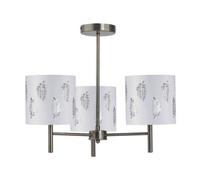 First Choice Lighting Brea - Antique Brass 3 Light Fitting With White Fern Shades