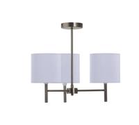 First Choice Lighting Brea - Antique Brass 3 Light Fitting With White Pleated Shades