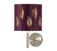First Choice Lighting Brea - Antique Brass Wall Light With Burgundy Fern Shade
