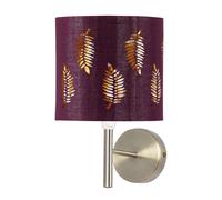 First Choice Lighting Brea - Antique Brass Wall Light with Burgundy Fern Shade in Gold First Choice Lighting Gold
