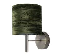 First Choice Lighting Brea - Antique Brass Wall Light With Green Crushed Velvet Shade