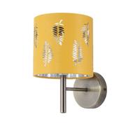 First Choice Lighting Brea - Antique Brass Wall Light With Ochre Fern Shade