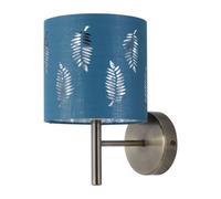 First Choice Lighting Brea - Antique Brass Wall Light With Teal Fern Shade