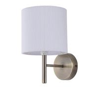 First Choice Lighting Brea - Antique Brass Wall Light With White Pleated Shade
