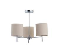 First Choice Lighting Brea - Chrome 3 Light Fitting With Natural Linen Shades