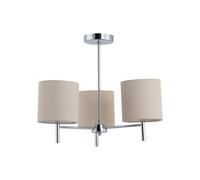 First Choice Lighting Brea - Chrome 3 Light Fitting with Natural Linen Shades in Silver First Choice Lighting Silver