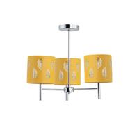 First Choice Lighting Brea - Chrome 3 Light Fitting with Ochre Fern Shades in Silver First Choice Lighting Silver