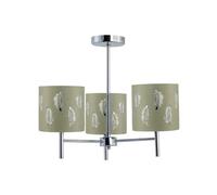 First Choice Lighting Brea - Chrome 3 Light Fitting With Sage Green Fern Shades