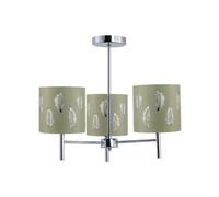 First Choice Lighting Brea - Chrome 3 Light Fitting with Sage Green Fern Shades in Silver First Choice Lighting Silver