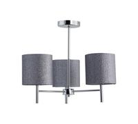 First Choice Lighting Brea - Chrome 3 Light Fitting With Silvery Grey Glitter Shades