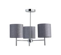 First Choice Lighting Brea - Chrome 3 Light Fitting with Silvery Grey Glitter Shades in Silver First Choice Lighting Silver