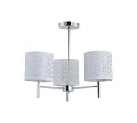 First Choice Lighting Brea - Chrome 3 Light Fitting with White Cut Out Shades in Silver First Choice Lighting Silver