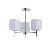 First Choice Lighting Brea - Chrome 3 Light Fitting with White Cut Out Shades in Silver First Choice Lighting Silver