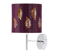 First Choice Lighting Brea - Chrome Wall Light with Burgundy Fern Shade in Silver First Choice Lighting Silver