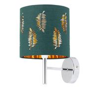 First Choice Lighting Brea - Chrome Wall Light With Dark Green Fern Shade