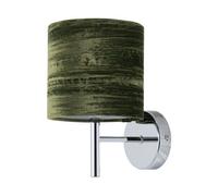 First Choice Lighting Brea - Chrome Wall Light With Green Crushed Velvet Shade