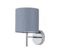 First Choice Lighting Brea - Chrome Wall Light With Grey Cotton Shade