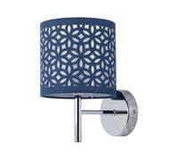 First Choice Lighting Brea - Chrome Wall Light With Navy Blue Cut Out Shade