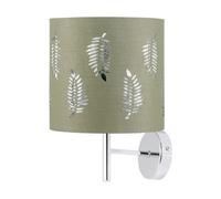 First Choice Lighting Brea - Chrome Wall Light With Sage Green Fern Shade