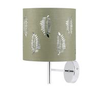 First Choice Lighting Brea - Chrome Wall Light with Sage Green Fern Shade in Silver First Choice Lighting Silver