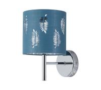 First Choice Lighting Brea - Chrome Wall Light With Teal Fern Shade