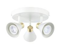First Choice Lighting Burton - Matt White & Gold Detail 3 Way Adjustable Ceiling Spotlight