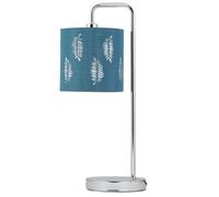 firstchoicelighting Arched Table Lamp or Bedside Light, Modern Design, Teal Leaf Cut Out Shade, Height 46cm, LED Compatible