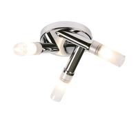 firstchoicelighting Modern Bathroom Triple Ceiling Light IP44 Rated Bathroom Ceiling Light Polished Chrome with Glass Shades LED Compatible