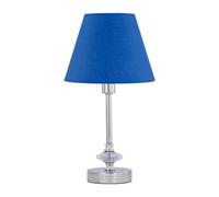First Choice Lighting Chrome Jewelled Table Lamp With Royal Blue Shade
