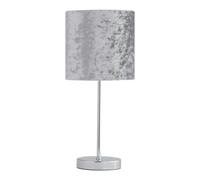 Chrome Stick Table Lamp with Grey Crushed Velvet Shade First Choice Lighting Silver One Size